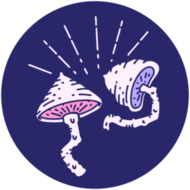 Parlak neon renkli dövme mantarlarının simgesi