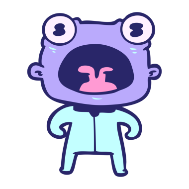 çizgi film garip uzaylı parlak neon rengi bağırıyor