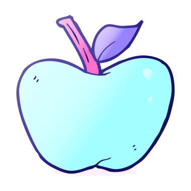 parlak neon renkli çizgi film elması