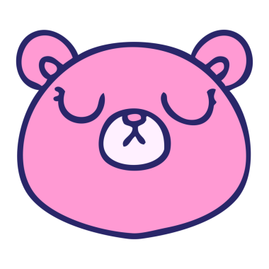 Parlak neon renkli el çizimi tuhaf çizgi film ayısı.