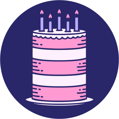 Parlak neon renkli bir doğum günü pastasının ikonik dövme görüntüsü