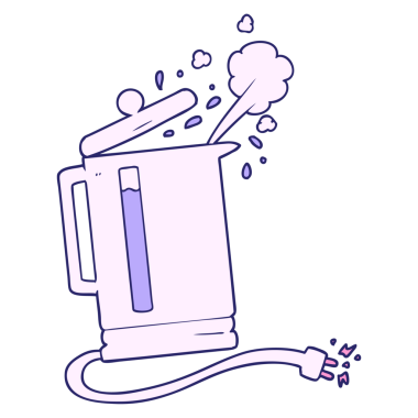 çizgi film elektrikli çaydanlık parlak neon rengi kaynıyor