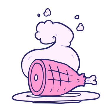 çizgi film parlak neon renginde et pişirdi