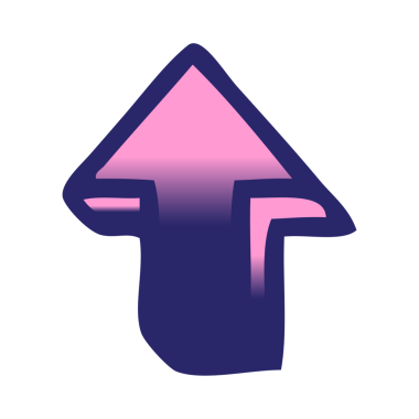 parlak neon renkli işaret eden bir okun gölgelendirilmiş çizgi filmi