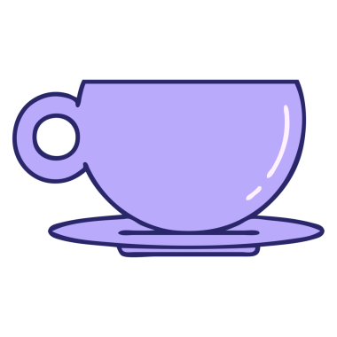 parlak neon renkli kahve ya da çay fincanı karikatürü