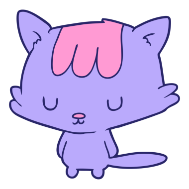 parlak neon renkli çizgi film kedisi