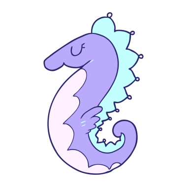 parlak neon renkli deniz atı çizgi filmi