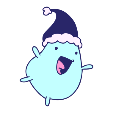 El çizimi kawaii fasulyesinin parlak neon renkli Noel karikatürü