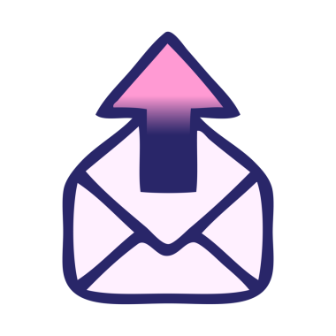 parlak neon renkli bir e-posta işaretinin gölgelendirilmiş çizgi filmi