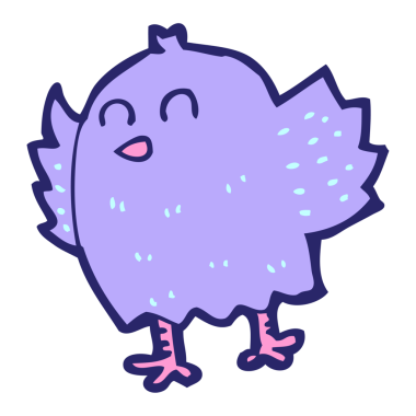 parlak neon renkli çizgi film kuşu