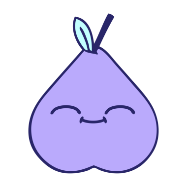 Parlak neon renkli yeşil armut karikatürü.