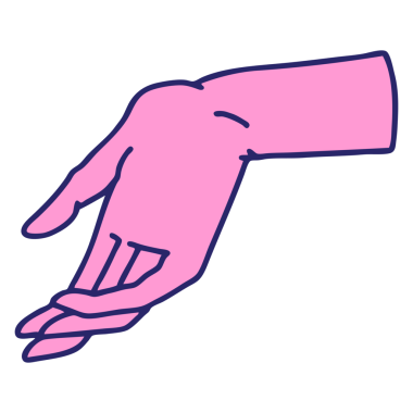 Parlak neon renkli bir elin ikonik dövme şekli