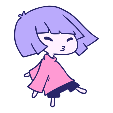 parlak neon renkli tatlı bir kawaii kızı çizimi