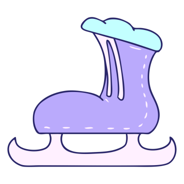 Parlak neon renkli bir buz pateni botunun el çizimi karalaması.