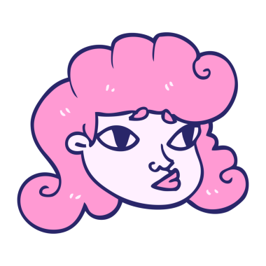 Çizgi film karalaması. Sarışın kızlar parlak neon renkli.