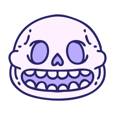 parlak neon renkli ürkütücü bir cadılar bayramı kafatası karikatürü