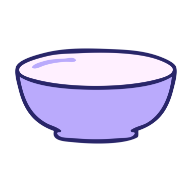 Parlak neon renkli el çizimi çizgi film kasesi.