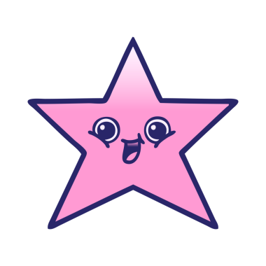 parlak neon renkli bir yıldızın gölgeli karikatürü