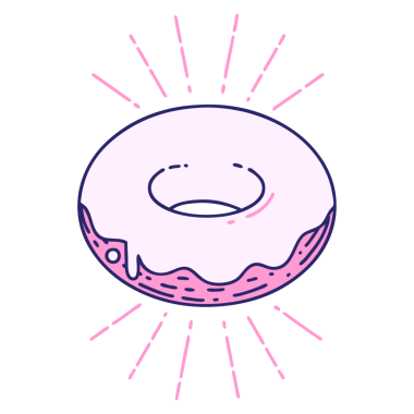 Parlak neon renkli geleneksel dövme stili buzlu çöreğin çizimi