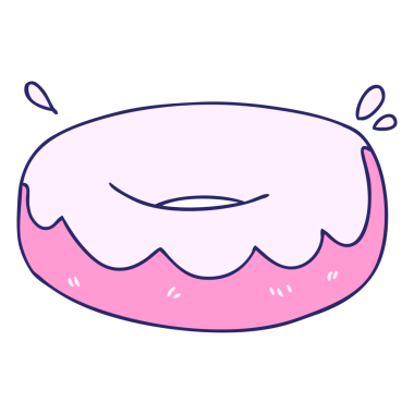 Parlak neon rengi buzlu çörekler çizilmiş.