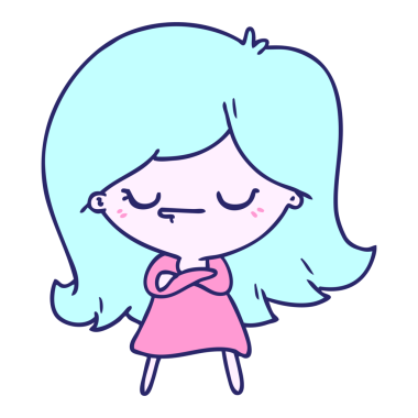 Parlak neon renkli tatlı kawaii kız serbest çizim.