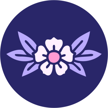 Parlak neon renkli bir çiçeğin ikonik dövme görüntüsü