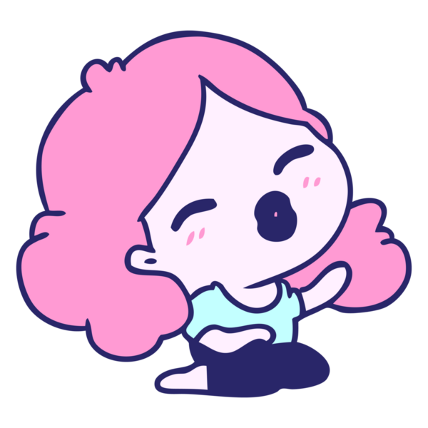 Parlak neon renkli tatlı kawaii kız serbest çizim.