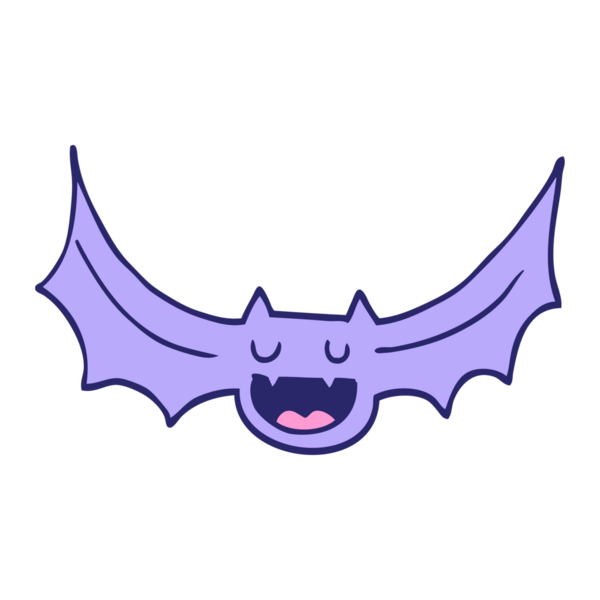 parlak neon renkli çizgi film yarasası