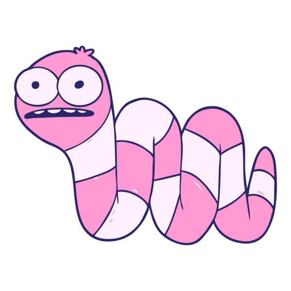 çizgi film solucanı parlak neon renkli.