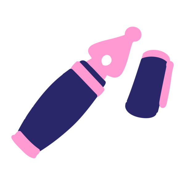 Parlak neon renkli eski dolma kalem