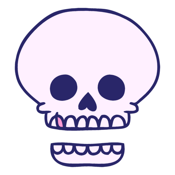 Elle çizilmiş parlak neon rengi bir kafatası karalaması