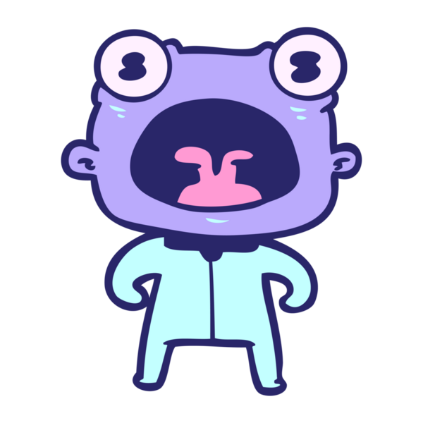 çizgi film garip uzaylı parlak neon rengi bağırıyor