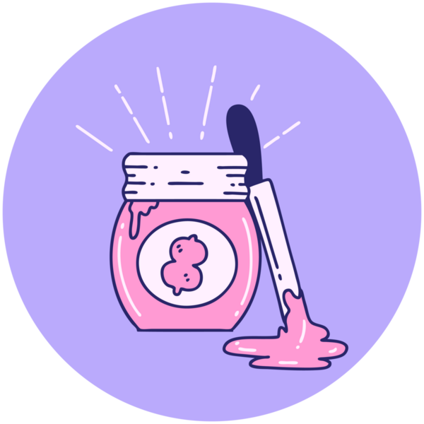 Parlak neon rengi fıstık ezmesi dövmesi ikonu