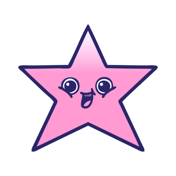 parlak neon renkli bir yıldızın gölgeli karikatürü