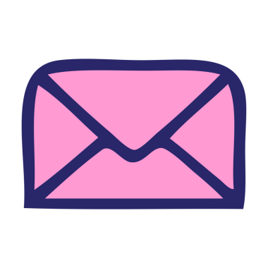 Parlak neon renkli kağıt bir zarfın sevimli karikatürü