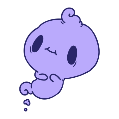 parlak neon renkli sevimli bir kawaii hayaletinin çizgi film çizimi