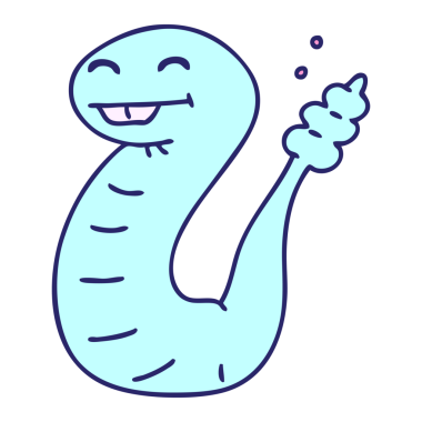 parlak neon renkli mutlu bir yılanın çizgi filmi