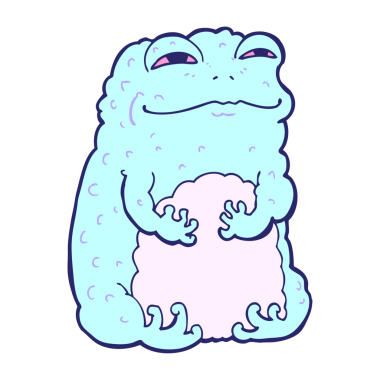 parlak neon renkli çizgi film karakurbağası