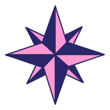 Parlak neon renkli bir yıldızın ikonik dövme şekli