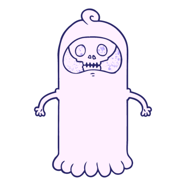 parlak neon renkli garip kafatası hayaleti.