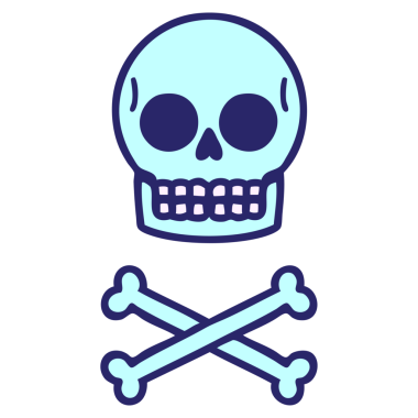 Parlak neon renkli bir kafatasının ikonik dövme şekli