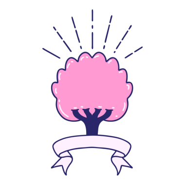 Parlak neon rengi dövme ağacı olan kaydırma pankartı