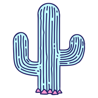 Parlak neon renkli geleneksel bir kaktüs dövmesi