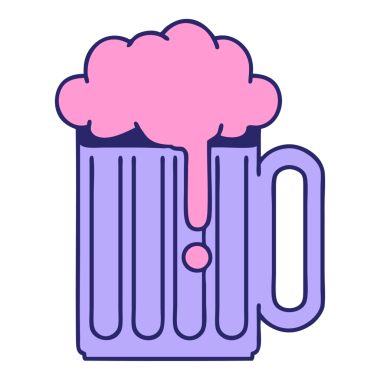 Geleneksel bira tarzı dövme. Tankard parlak neon rengi.