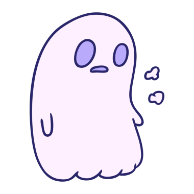 parlak neon renkli sevimli bir kawaii hayaletinin çizgi film çizimi