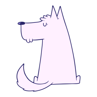 Parlak neon renkli şirin çizgi film köpeği.