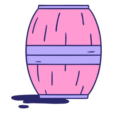 Parlak neon renkli bir şarap fıçısının el çizimi karalaması.