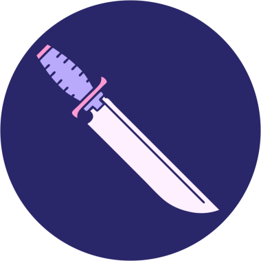 Parlak neon renkli bir bıçağın ikonik dövme görüntüsü