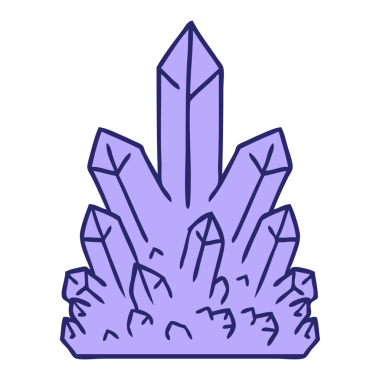 Parlak neon rengi kristal taşların el çizimi karalamaları.