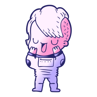 Parlak neon renkli hippi saç kesimi olan sevimli çizgi film kızı.